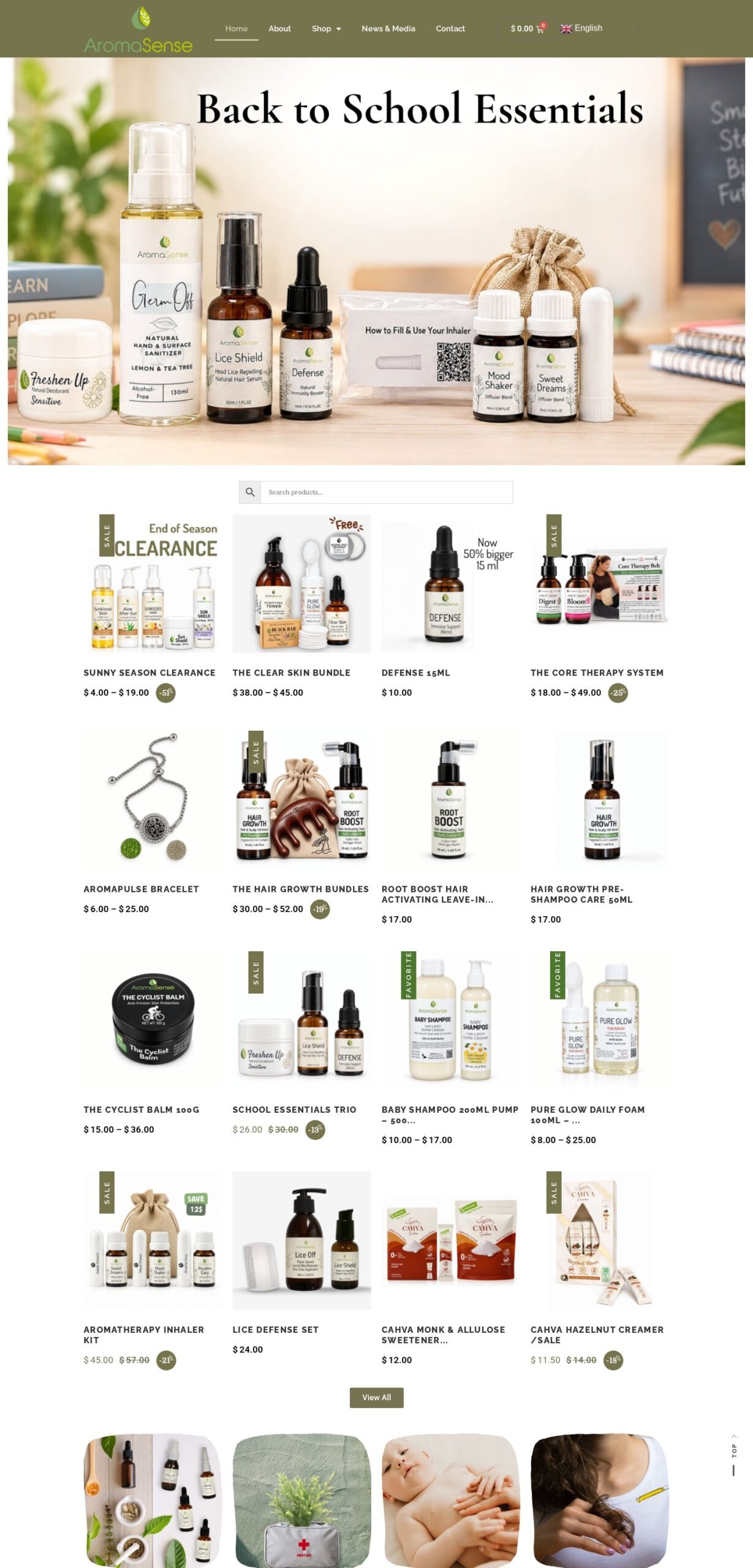AromaSense website – desktop screenshot