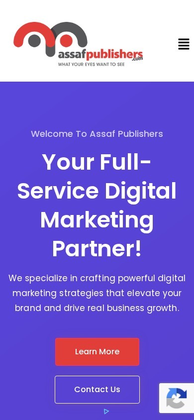 Assaf Publishers website – mobile screenshot