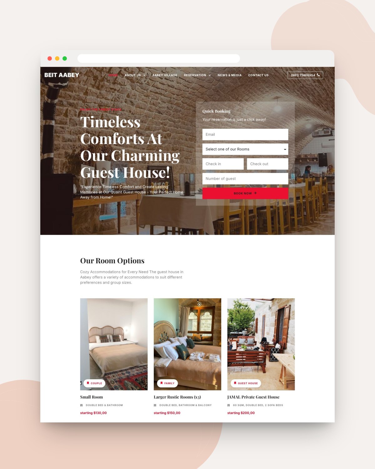 Beit Aabey website mockup