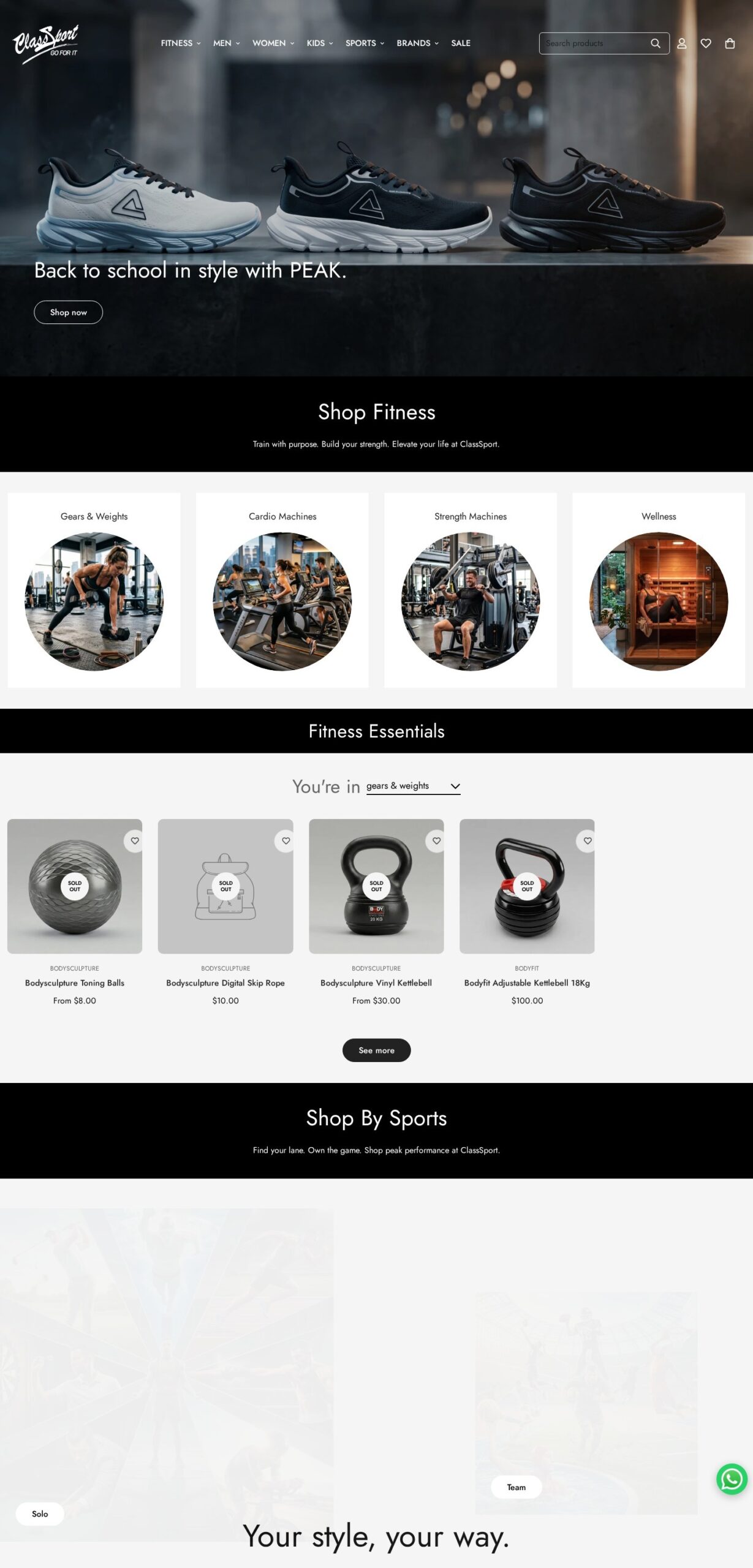ClassSport website – desktop screenshot
