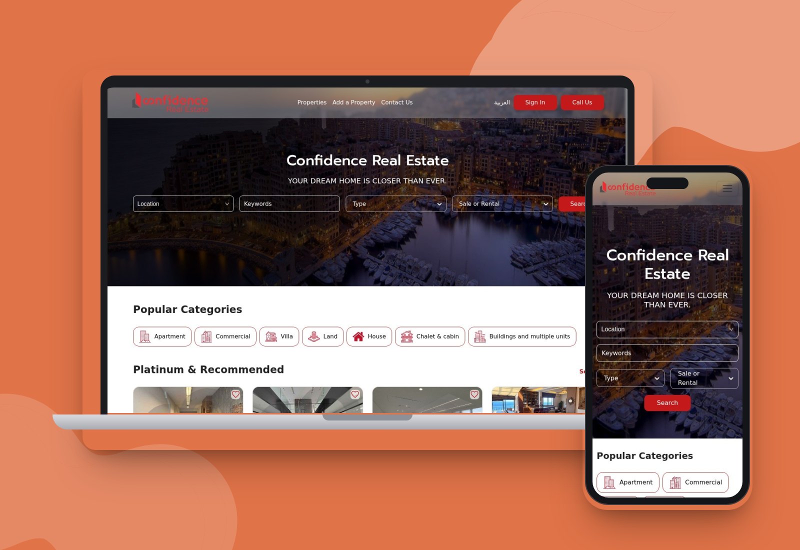 Confidence Real Estate website mockup