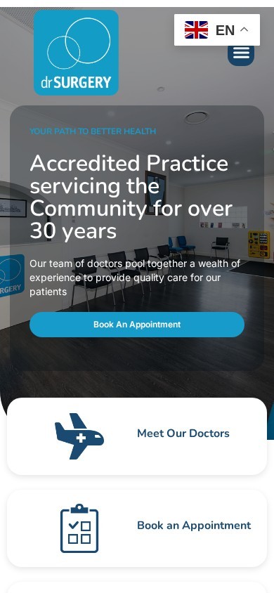 Darcy Road Surgery website – mobile screenshot