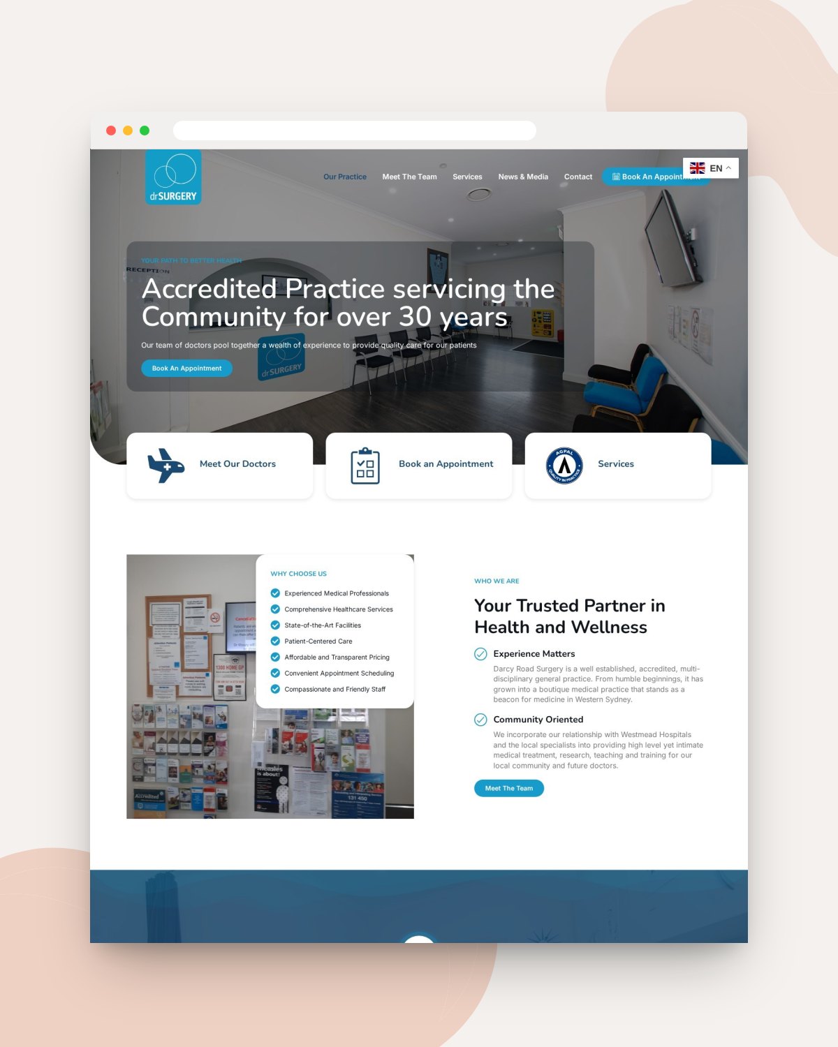 Darcy Road Surgery website mockup