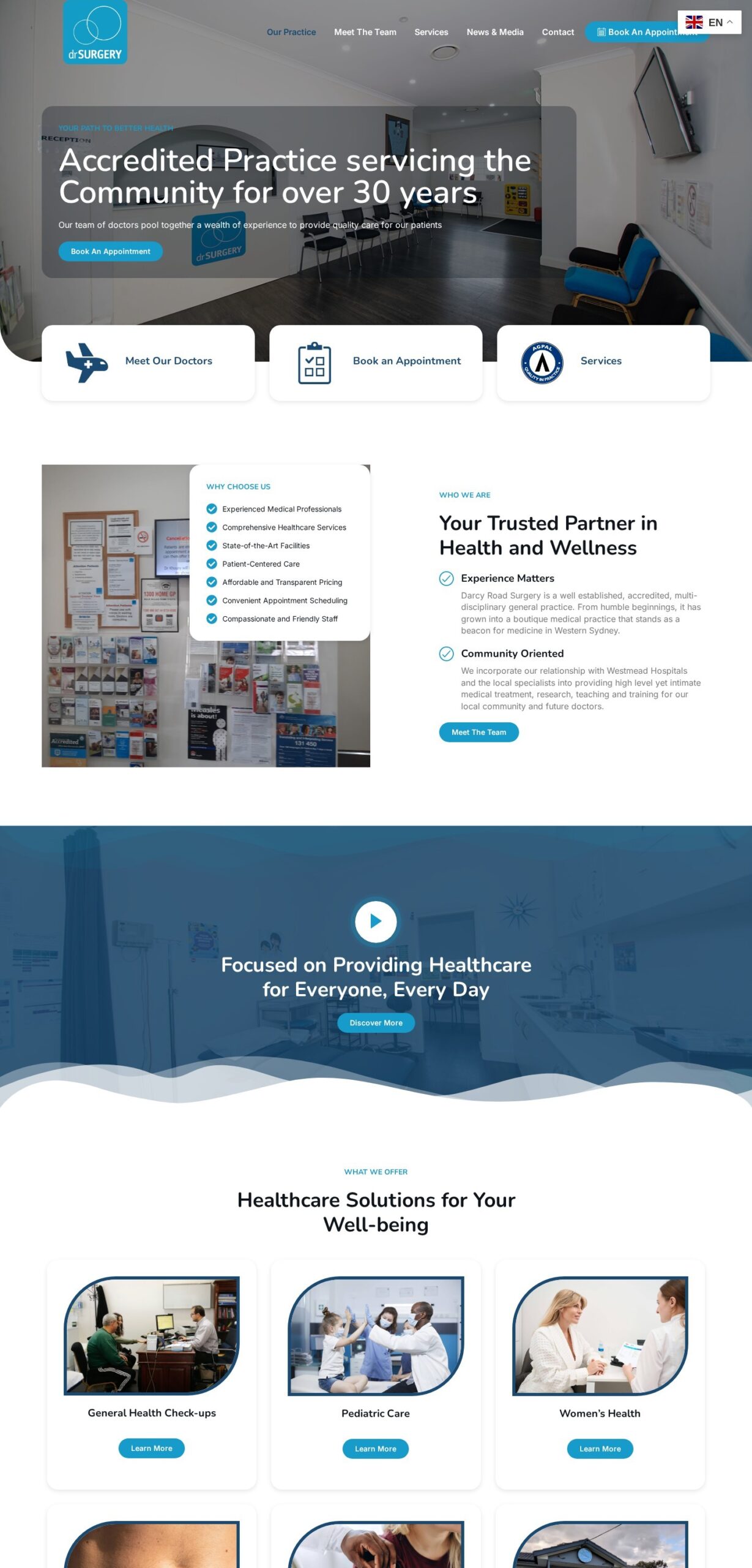 Darcy Road Surgery website – desktop screenshot