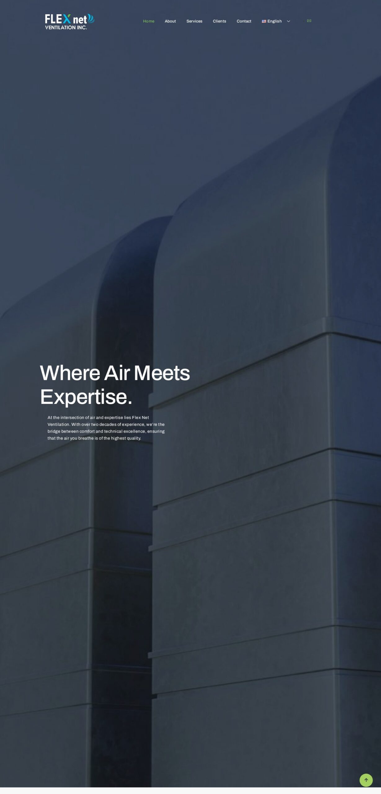 Flex Net Ventilation website – desktop screenshot