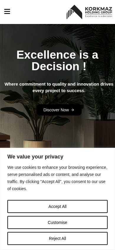 Korkmaz Holding Group website – mobile screenshot