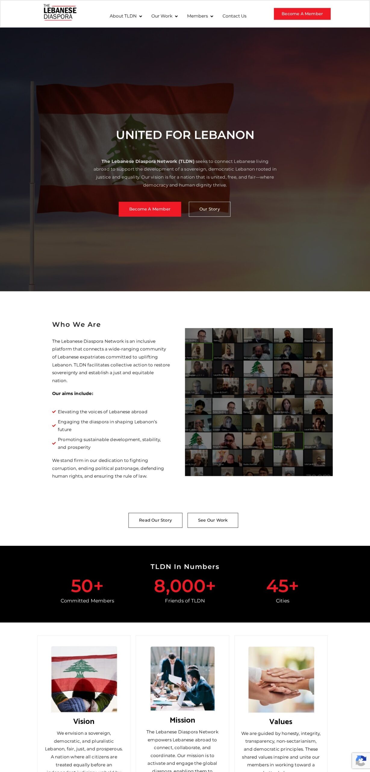 The Lebanese Diaspora Network website – desktop screenshot