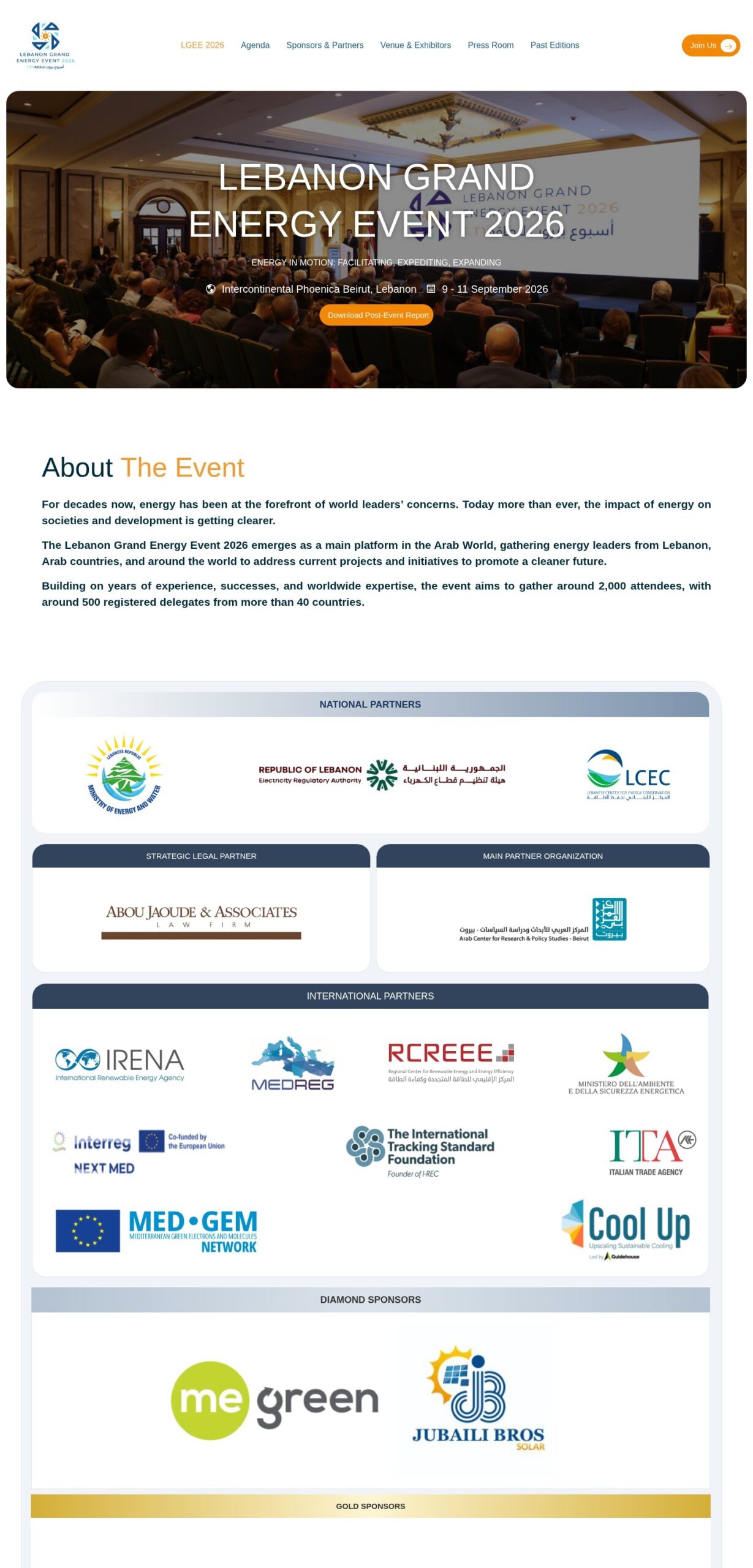 LGEE 2026 – Lebanon Grand Energy Event website – desktop screenshot
