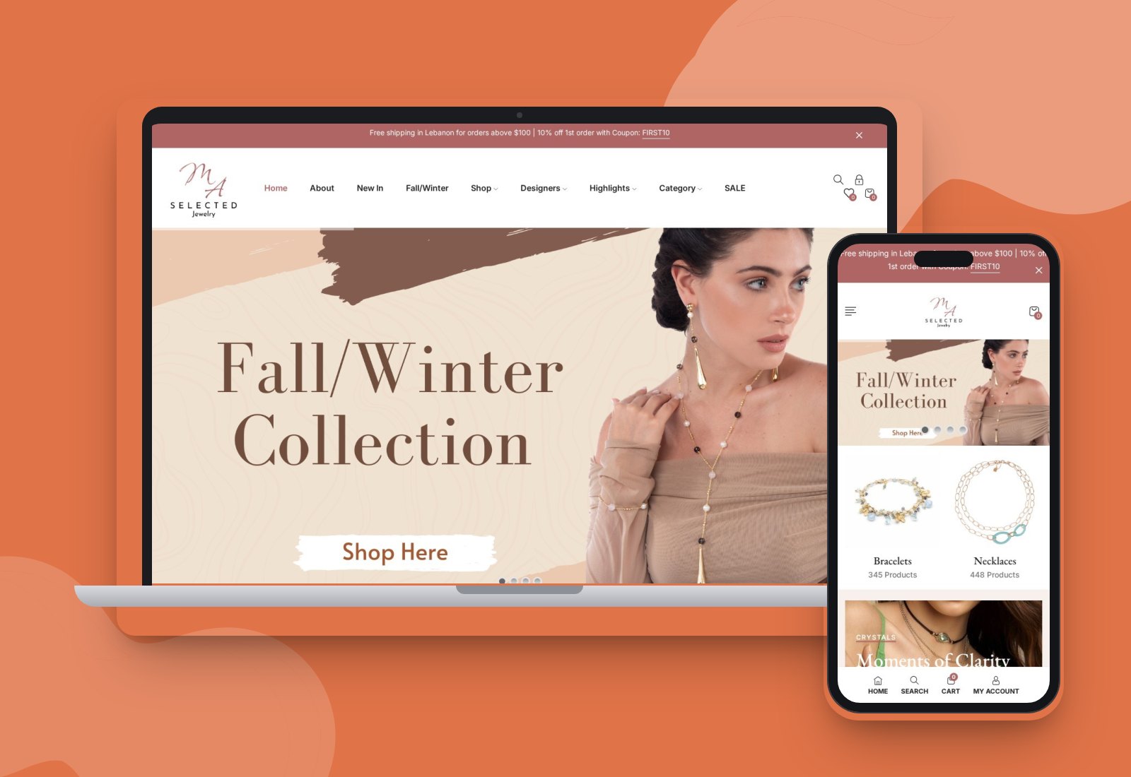 MA Selected website mockup