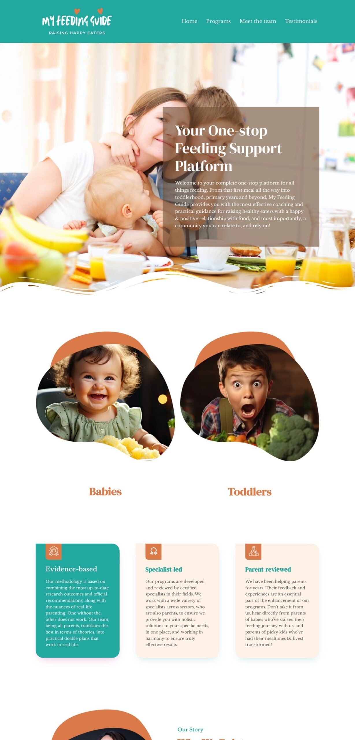 My Feeding Guide website – desktop screenshot