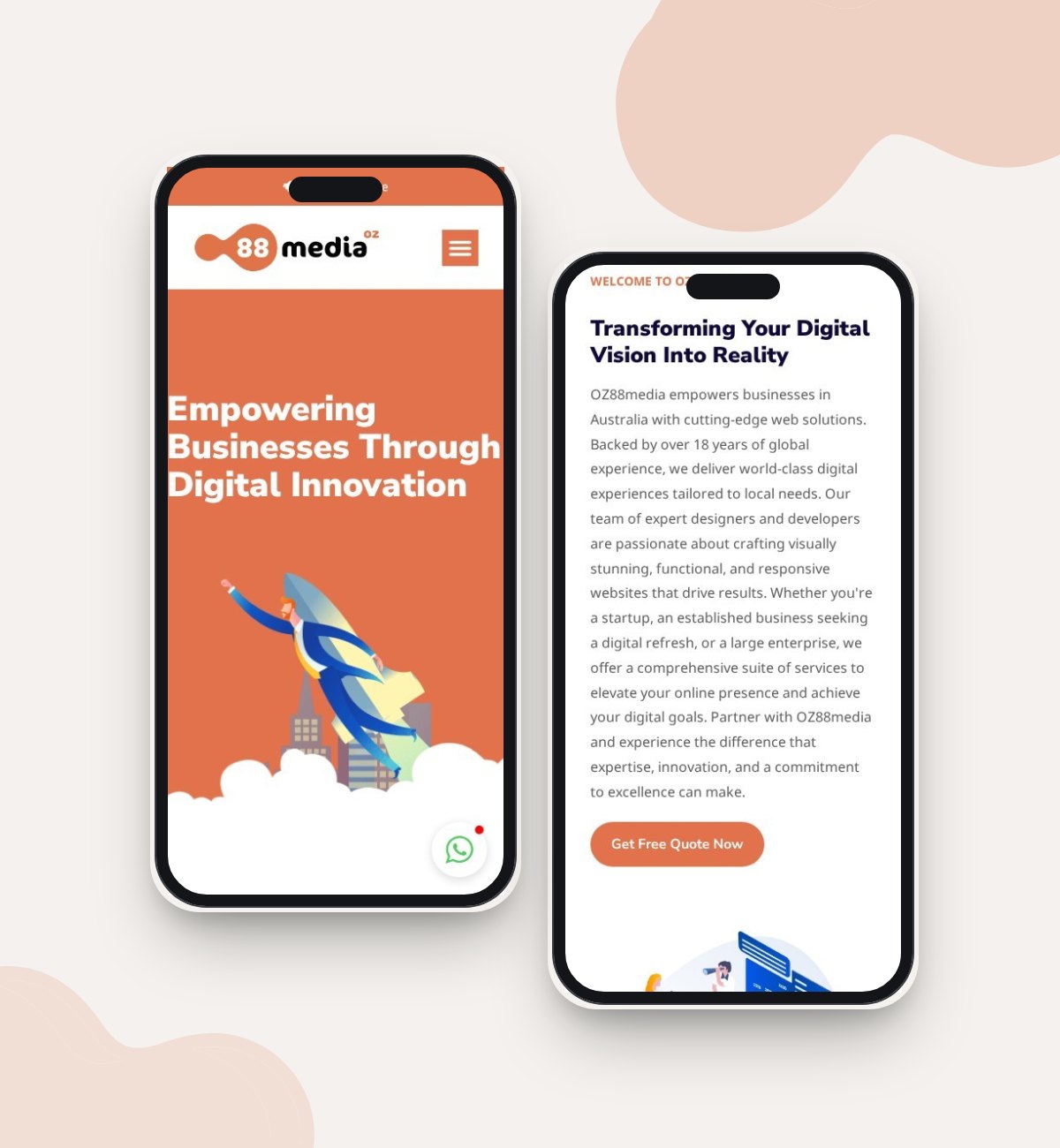 OZ88MEDIA website mockup