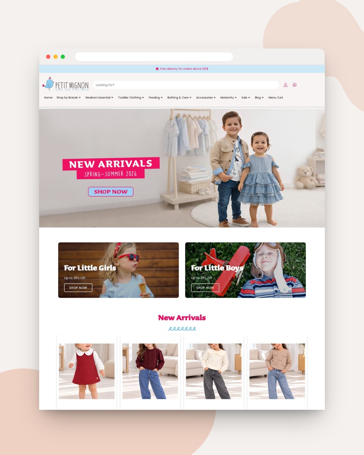 Petit Mignon website mockup