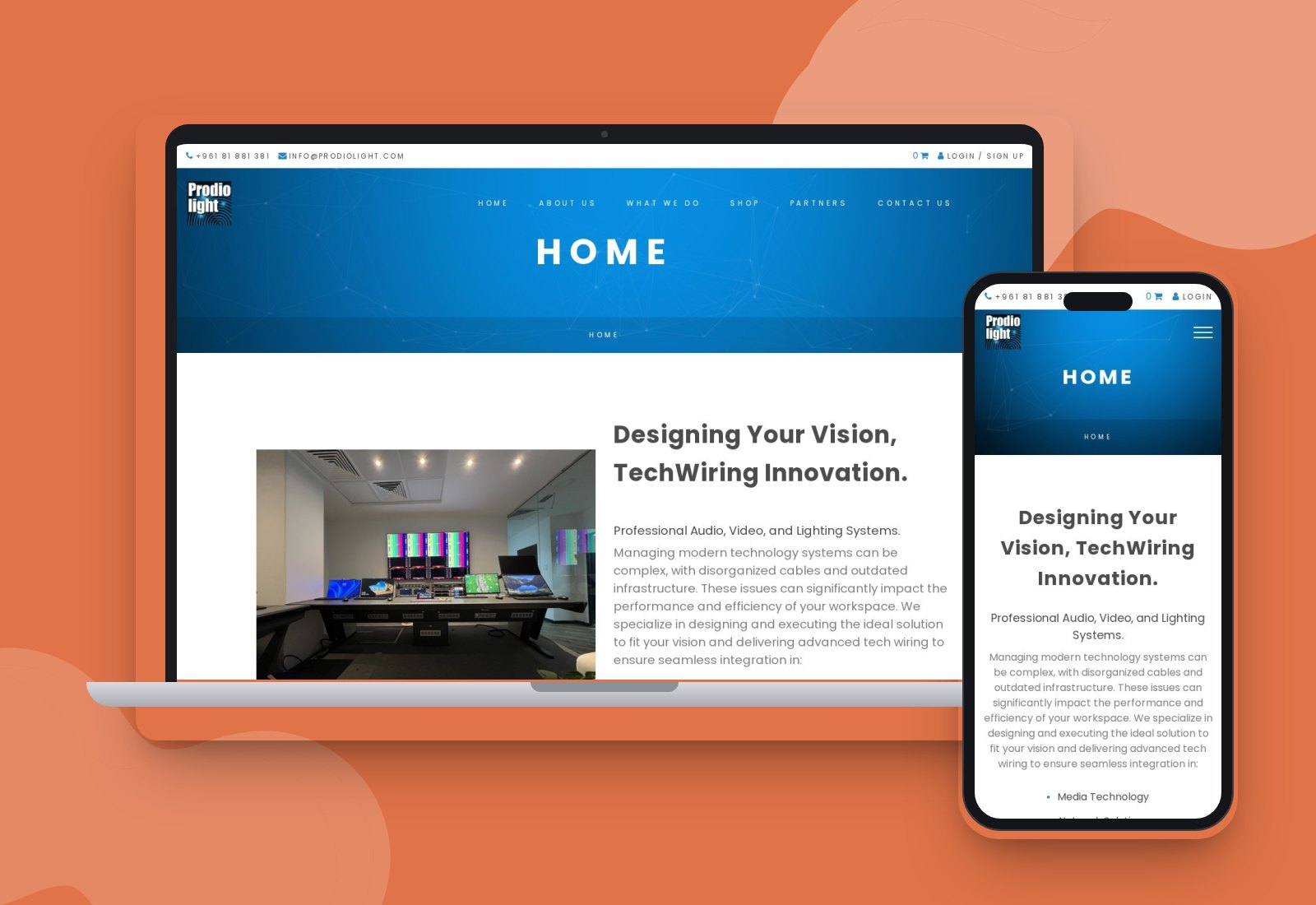 ProdioLight website mockup