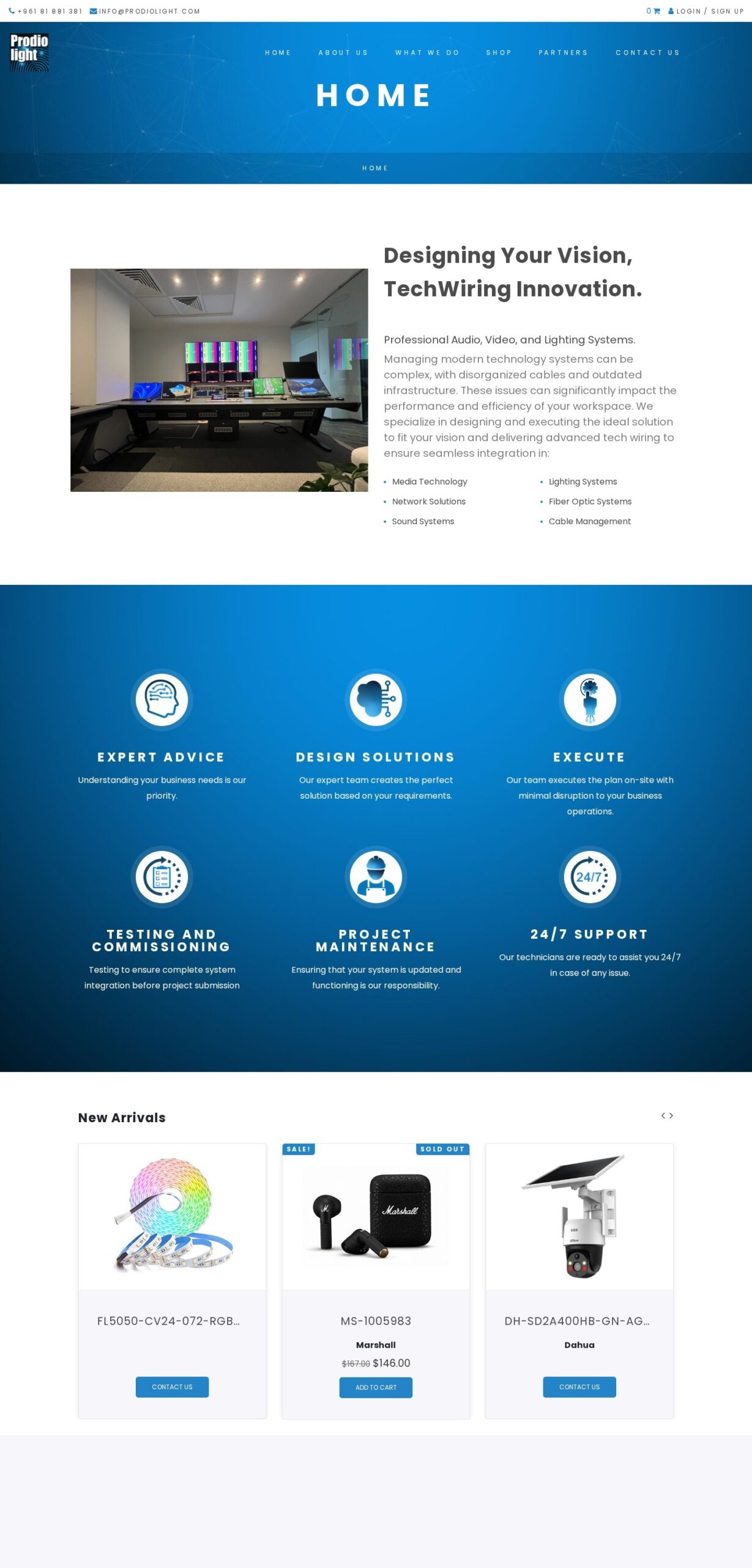 ProdioLight website – desktop screenshot