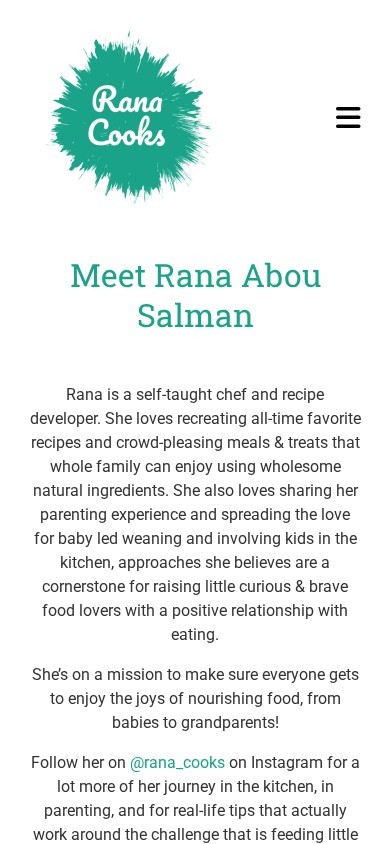 Rana Cooks website – mobile screenshot