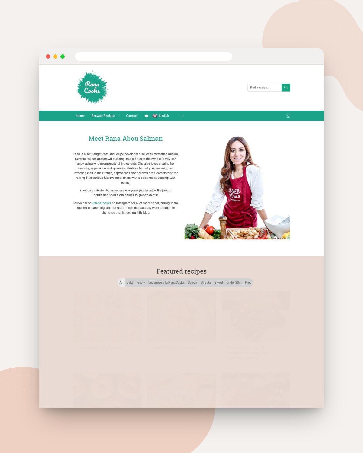 Rana Cooks website mockup
