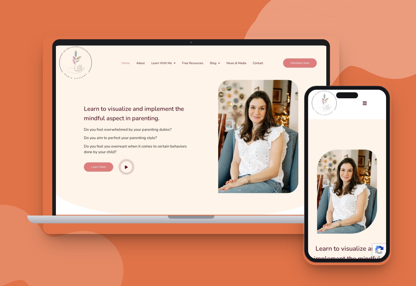 Rania Hussant website mockup