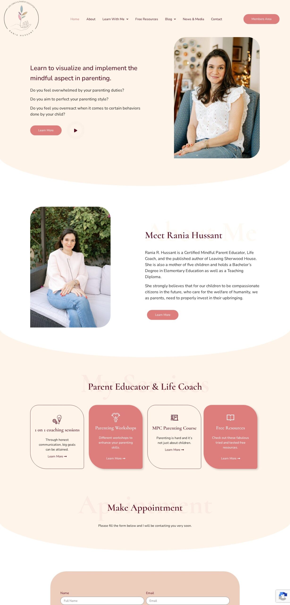 Rania Hussant website – desktop screenshot