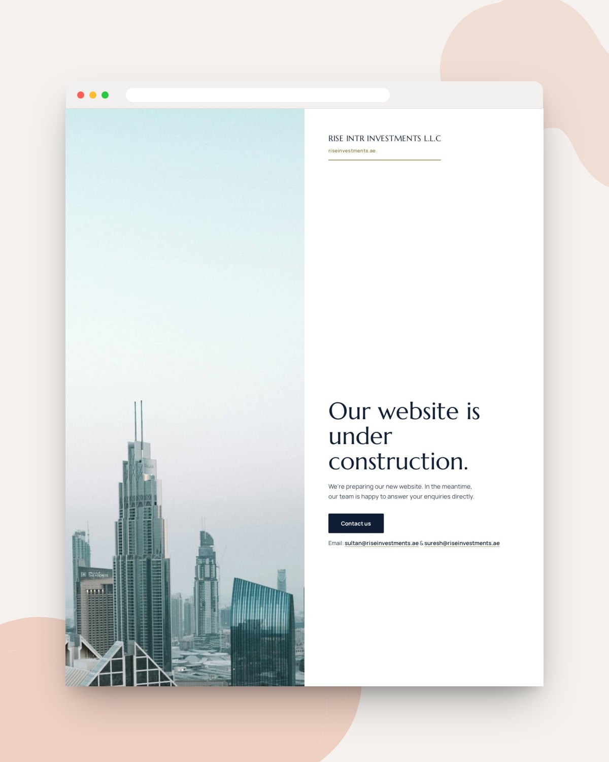 Rise Investments website mockup