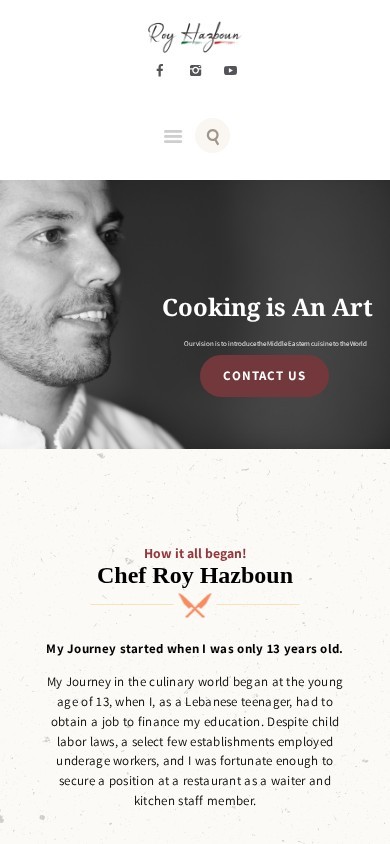 Chef Roy Hazboun website – mobile screenshot