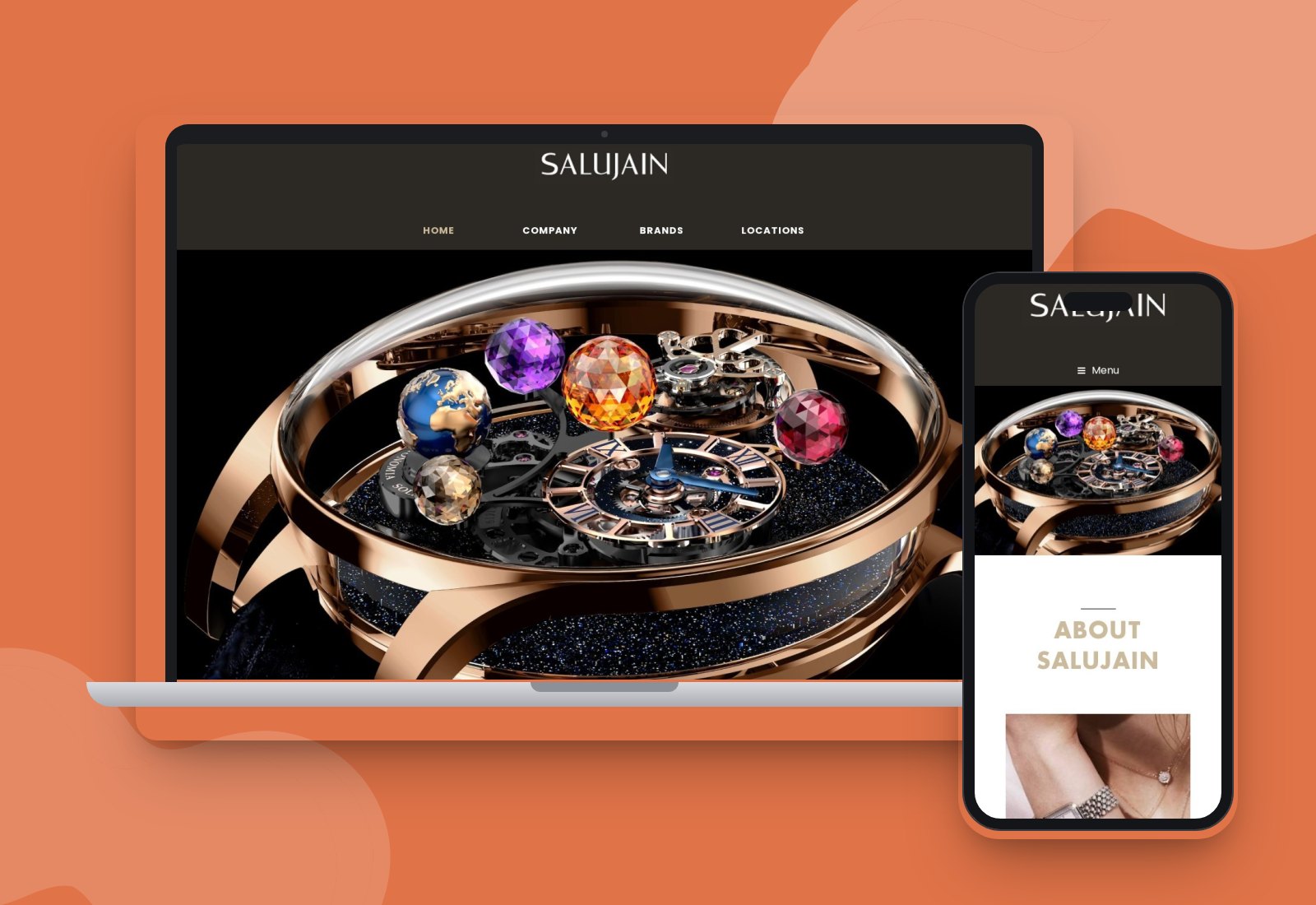 Salujain website mockup