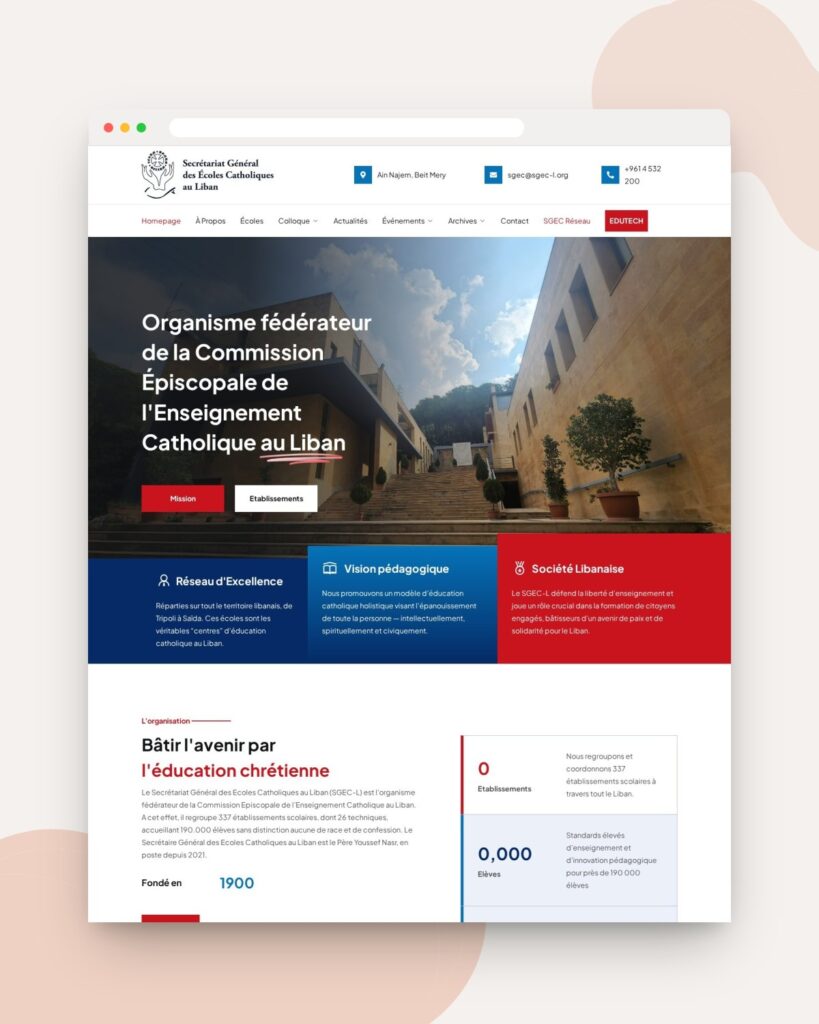SGEC Liban website designed and developed by 88medias