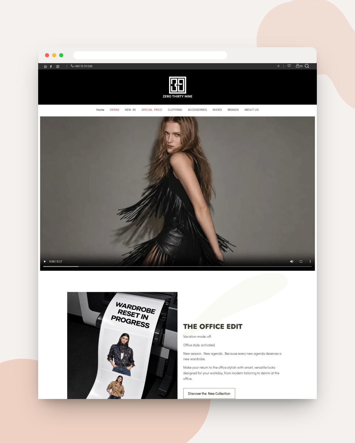 ZeroThirtyNine website mockup